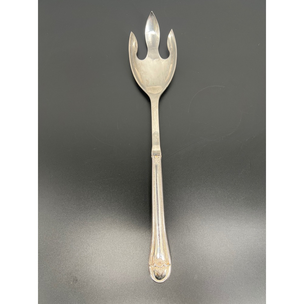 Antique 12in Rococo Silverplate Meat Carving Fork Ornate Victorian Serving Piece